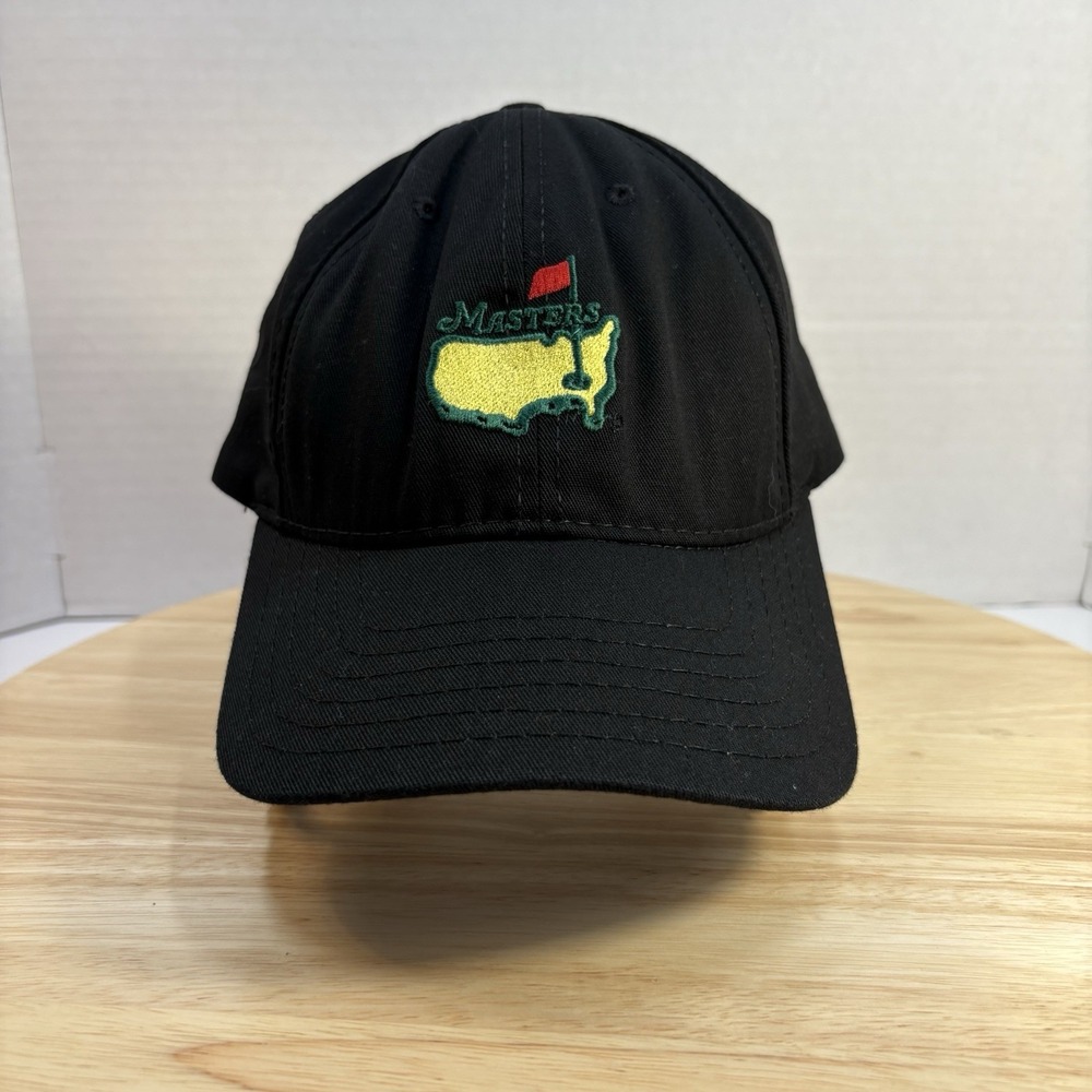 Masters Augusta Black Cotton Adjustable Golf Hat Cap Embroidered Logo One Size